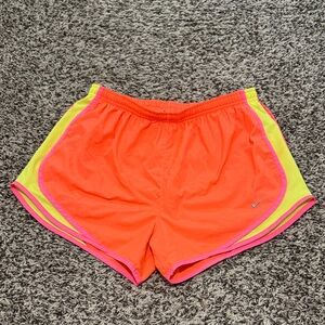 Nike Women's Athletic Shorts in Orange and Yellow